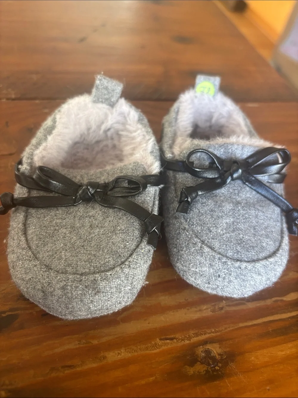 Baby Walker Soft Faux-Fur Lined Grey Moccasin Booties